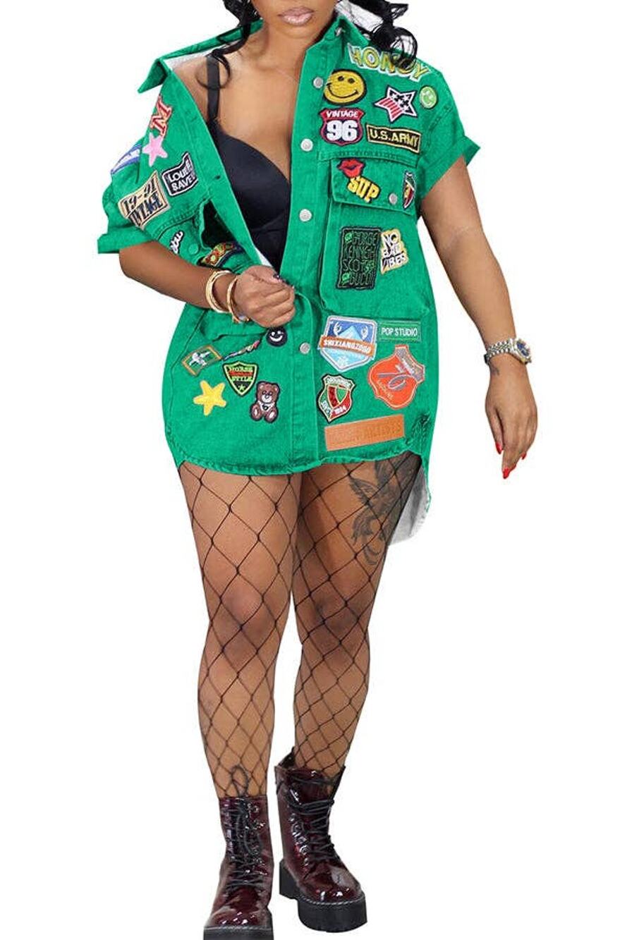 Print Button-Up Short-Sleeve